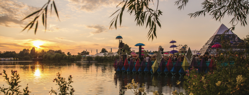 View over the Lake and Pagoda stage at Secret Garden Party festival