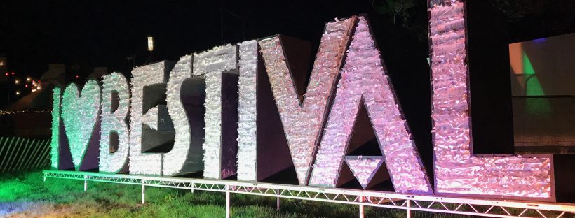 Bestival sign I love Bestival glittery giant sign UK festival
