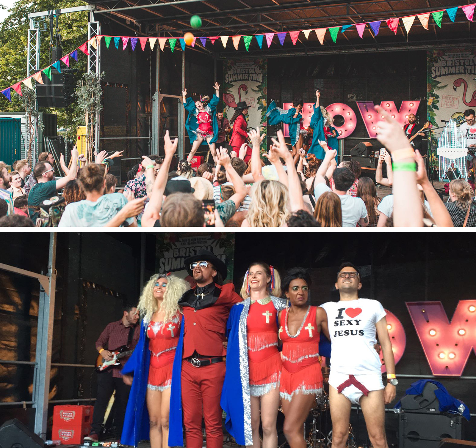 Oh My God! It's The Church as the headliners of Bristol Summer Time in front of a really energetic crowd! The Reverend is dressed in a red three piece suit with black cowboy hat and sunglasses