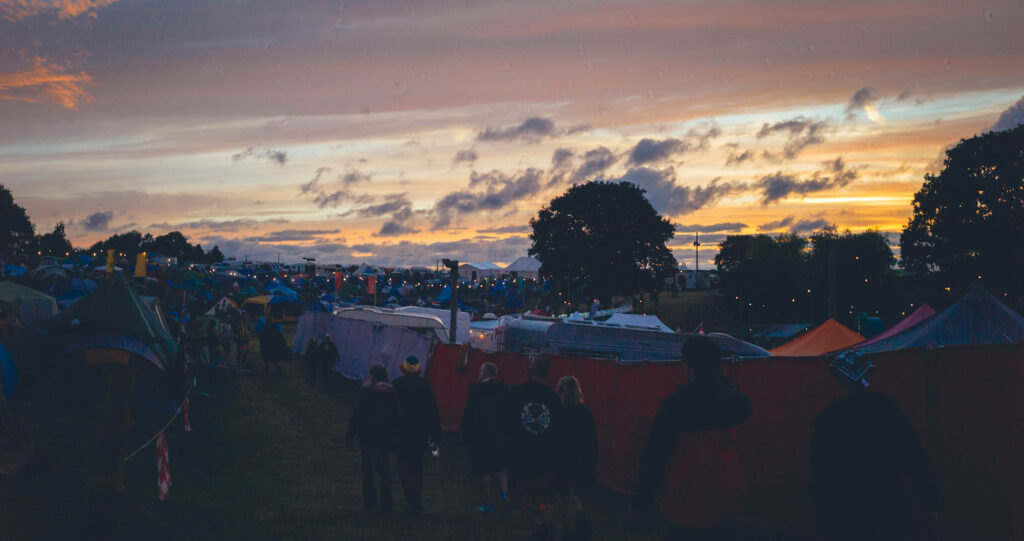 Another gorgeous sunset over the camping fields at Nozstock the Hidden Valley festival 2022