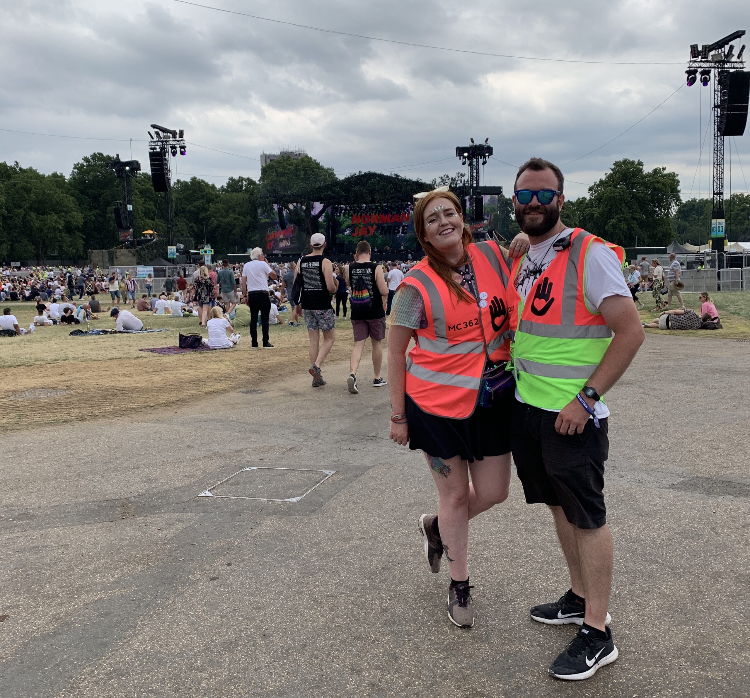 Jessi poses with Rob the founder / big boss / loveliest man of My Cause UK. This picture is from 2018 and we're at British Summer Time.